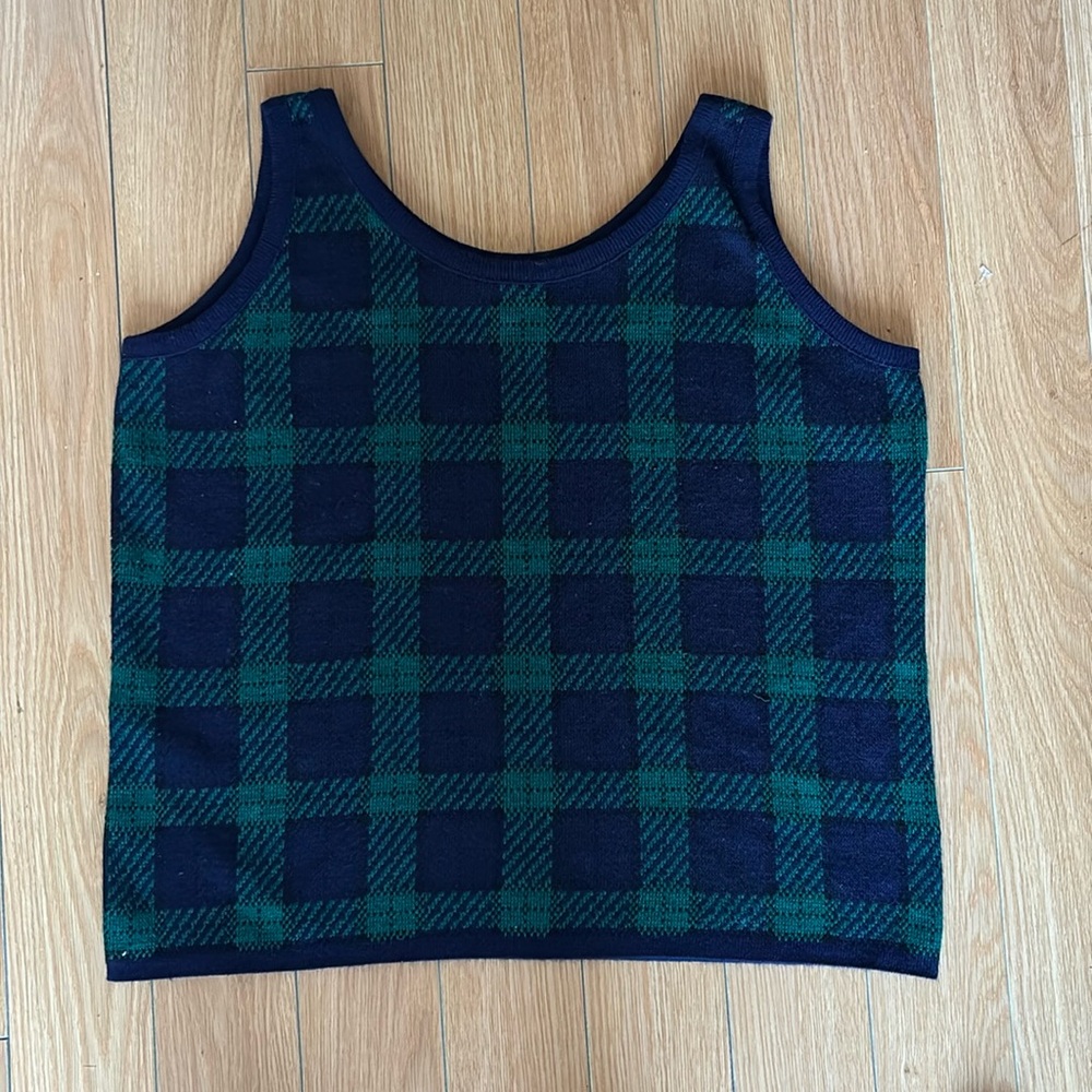 Hunt club vintage green tartan vest made in Canada